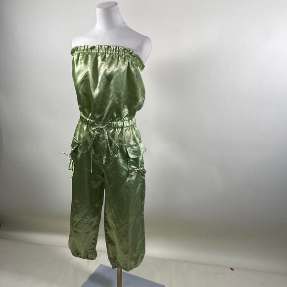 y2k green satin jumpsuit - Picture 1 of 5